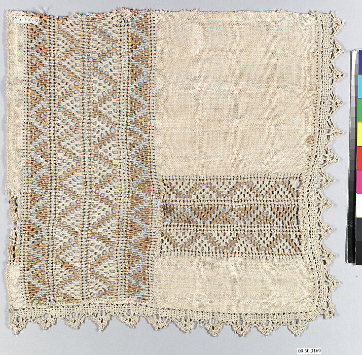 Fragment, Drawnwork, bobbin lace, silk, Northern Hungarian, Slovakian 