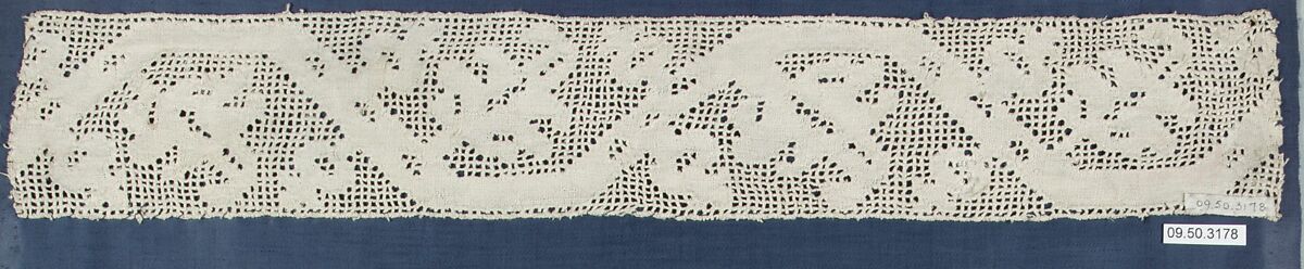 Border fragment, Drawnwork, Italian or Sicilian