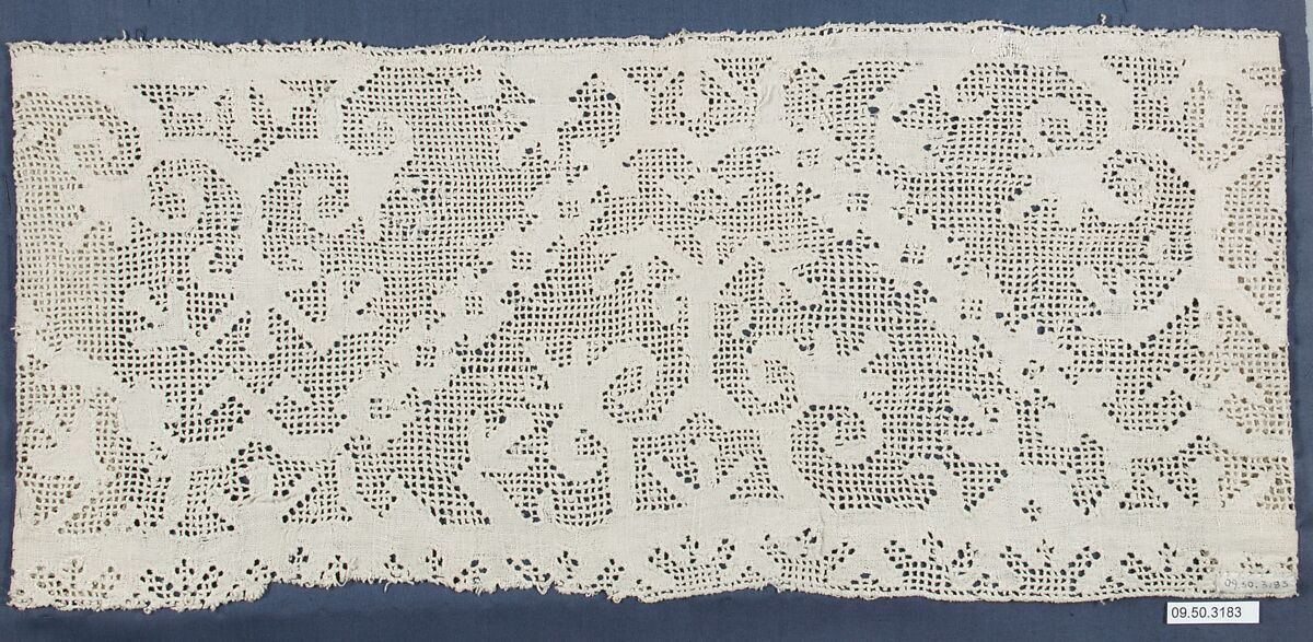 Border fragment, Drawnwork, Italian or Sicilian