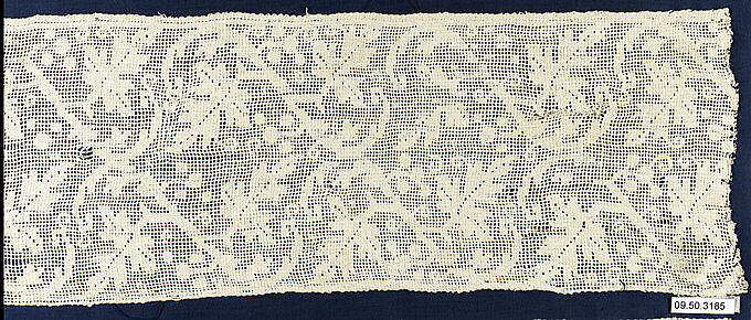 Border, Embroidered net, buratto, punto à rammendo, German 