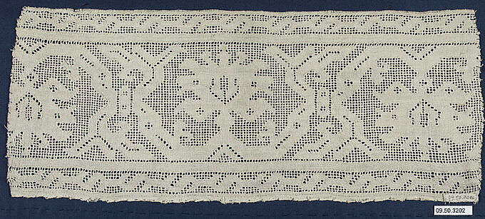 Border fragment, Drawnwork, Italian or Sicilian 