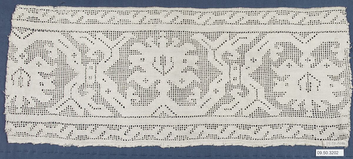 Border fragment, Drawnwork, Italian or Sicilian