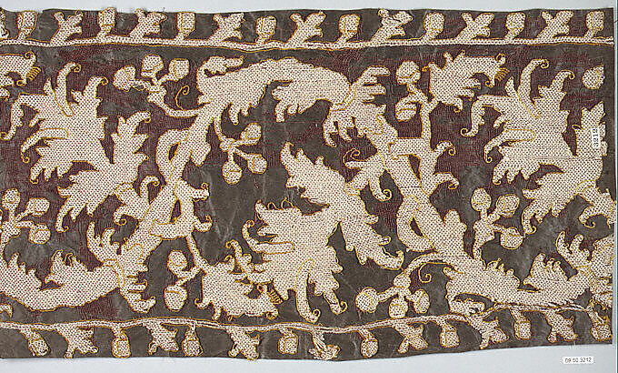 Fragment, Embroidered net, buratto, punto à rammendo, silk, Italian, Abruzzi and Calabria 