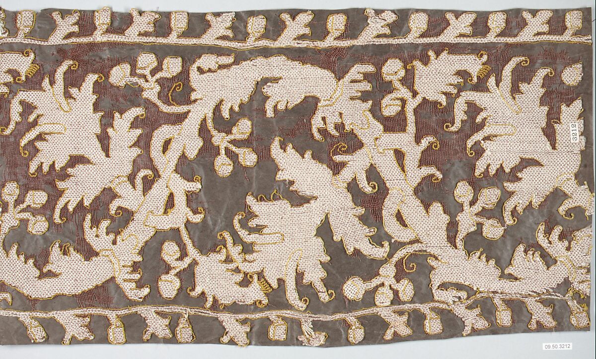 Fragment, Embroidered net, buratto, punto à rammendo, silk, Italian, Abruzzi and Calabria