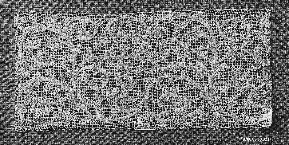 Fragment, Embroidered net, punto à rammendo, German 