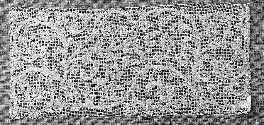 Fragment, Embroidered net, punto à rammendo, German