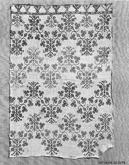 Fragment, Silk on linen, Italian 