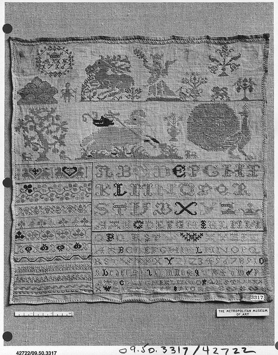 Sampler, Silk on linen, German 