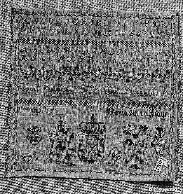 Sampler, Silk on canvas, German 