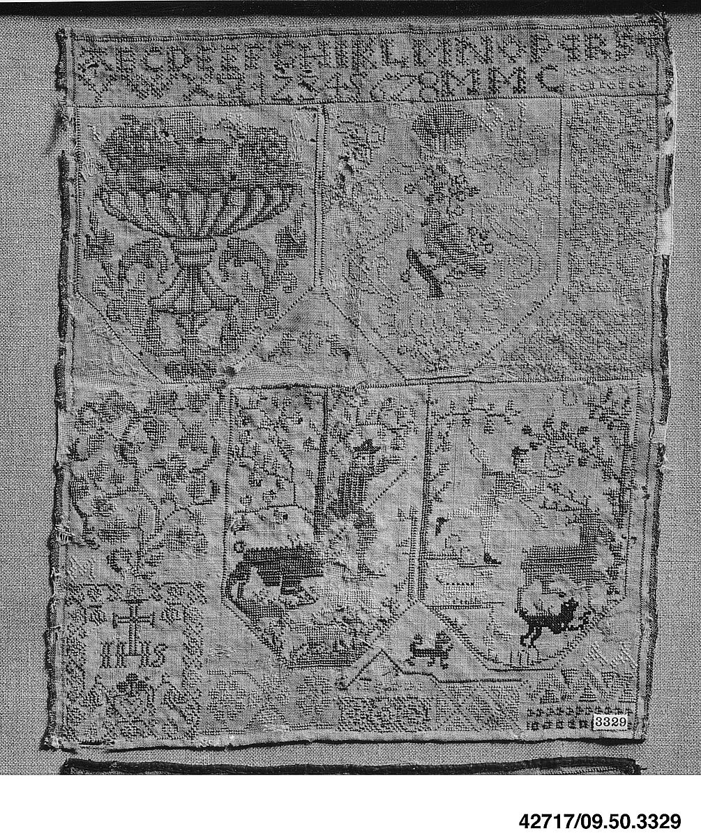 Sampler, Silk on linen, German 