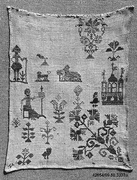 Sampler, Silk on linen, German 