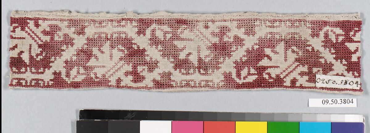 Border, Drawnwork, linen and silk, Italian or Greek