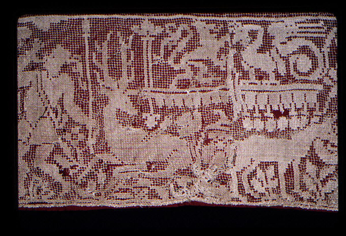 Panel, Embroidered net (Burato), Italian