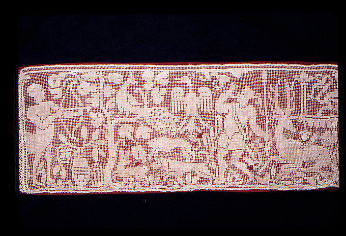 Panel, Embroidered net (Burato), Italian