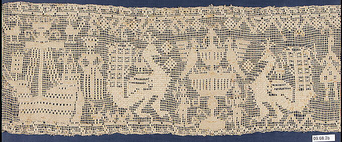 Panel, Embroidered net, buratto, punto à rammendo, Italian 