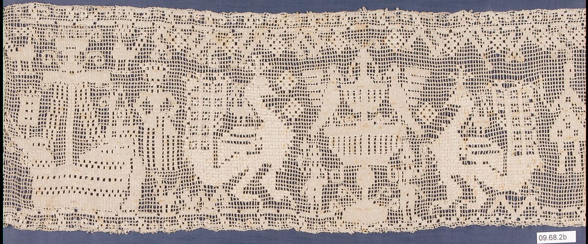 Panel, Embroidered net, buratto, punto à rammendo, Italian