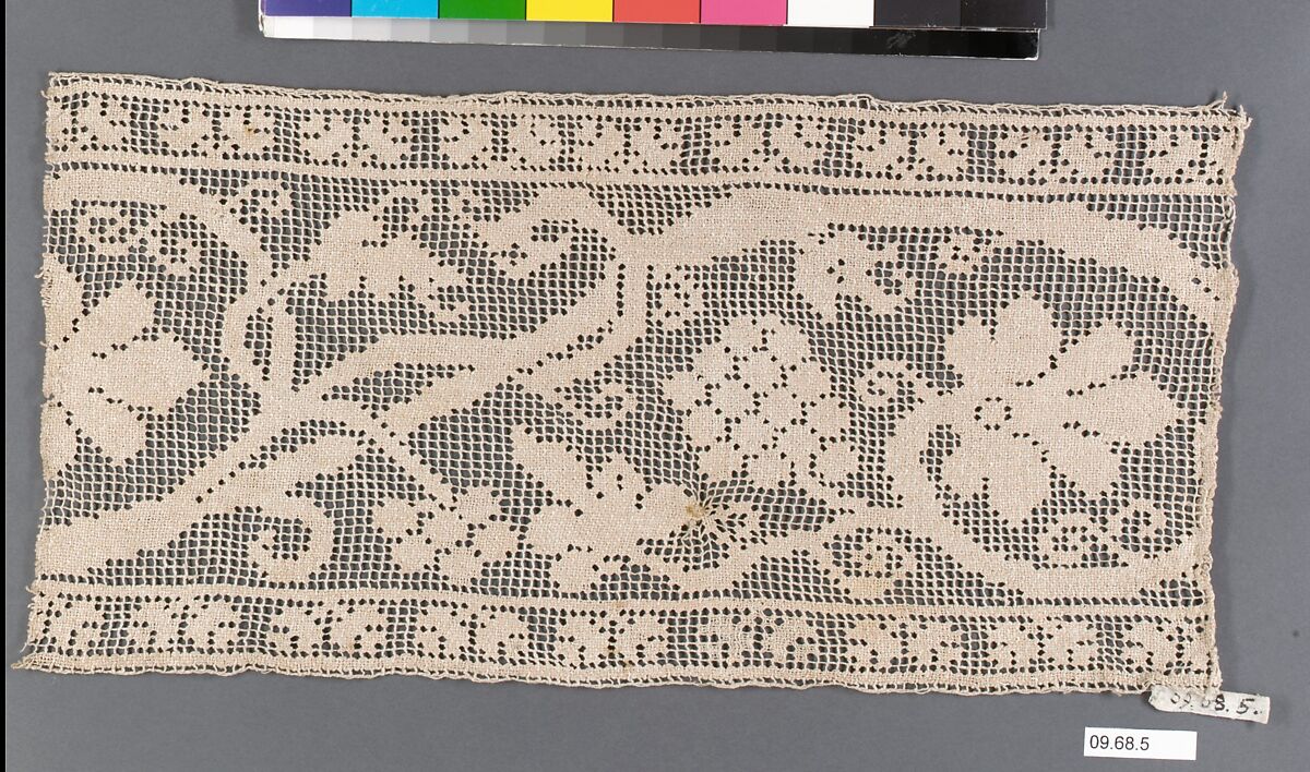Border, Embroidered net, Italian