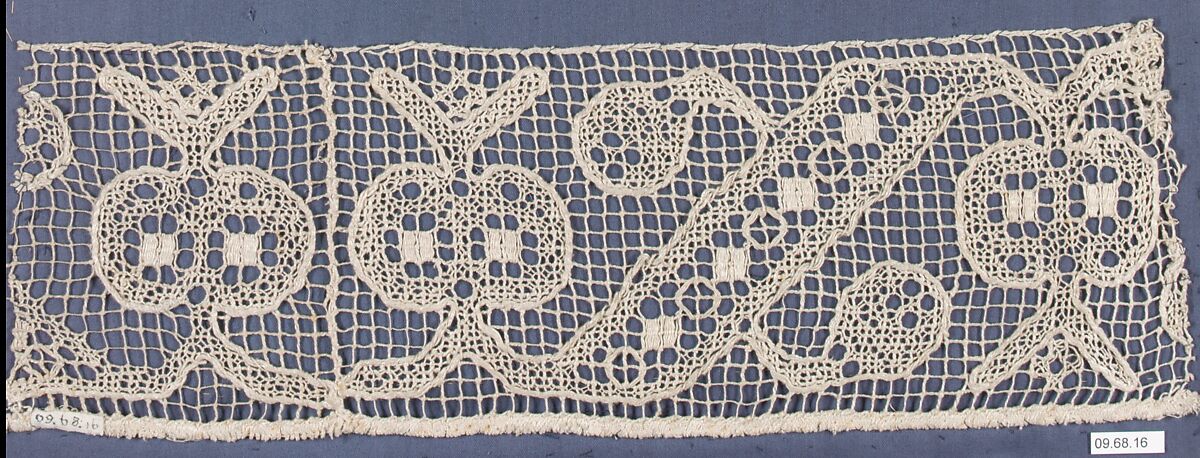 Border, Embroidered net, punto à rammendo, Southern German