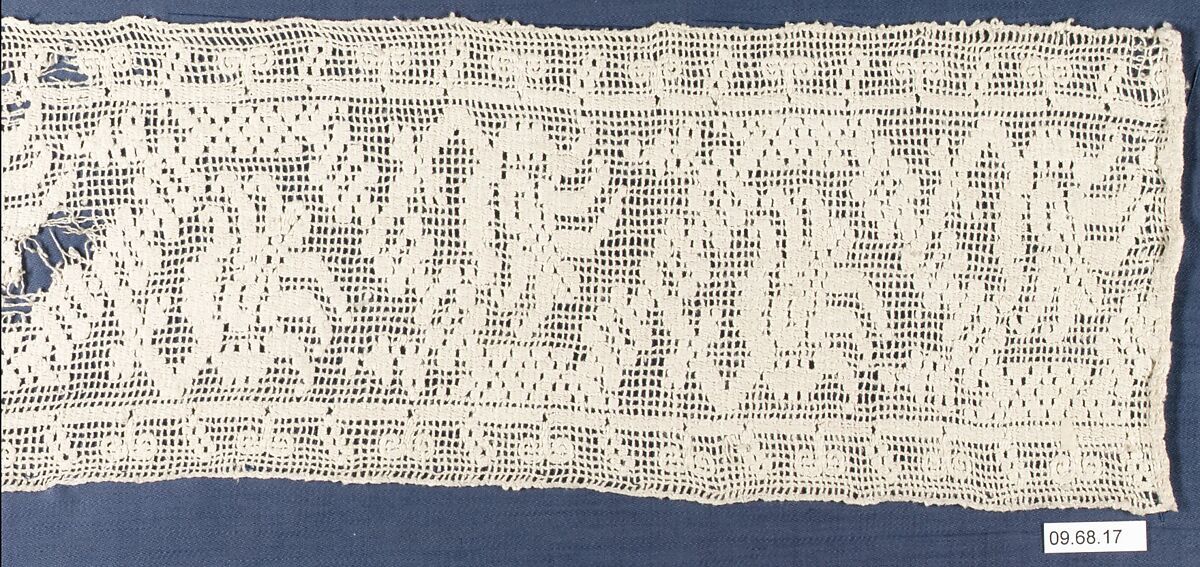 Border, Embroidered net, buratto, Italian or German