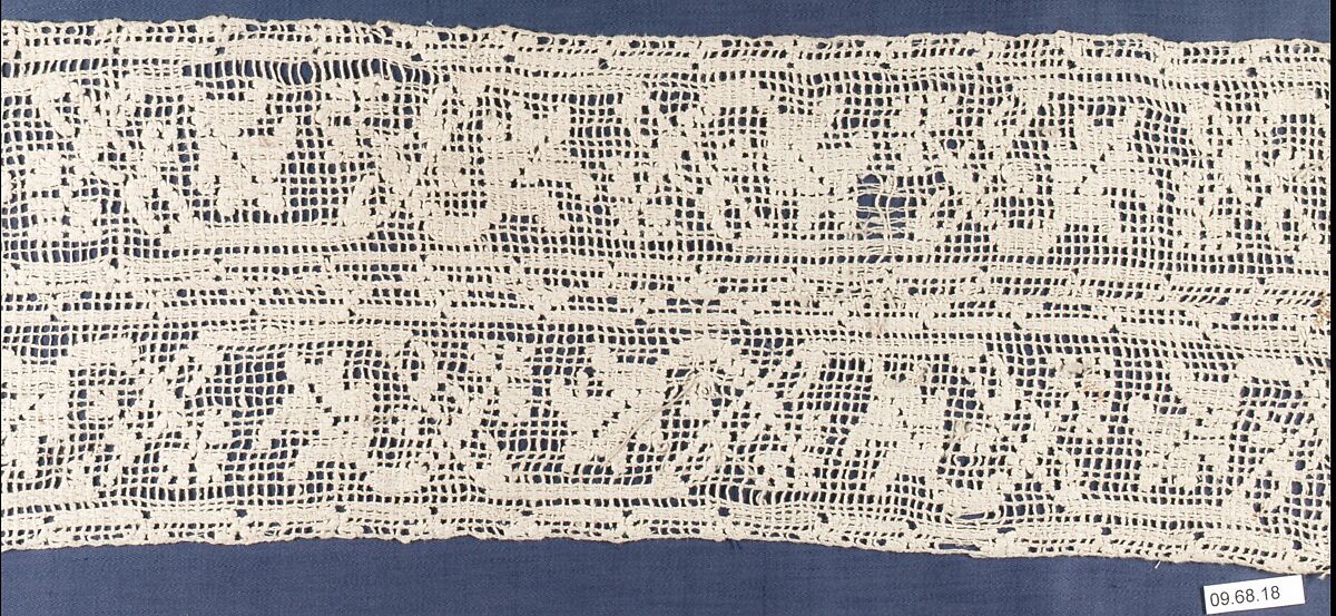 Border, Embroidered net, buratto, Italian or German