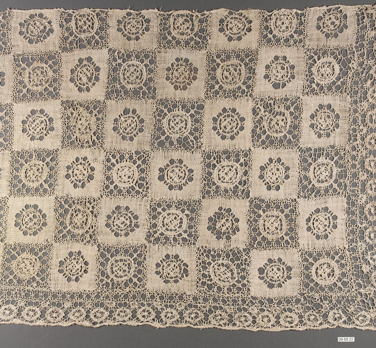 Cover fragment, Embroidered net, German or Swiss