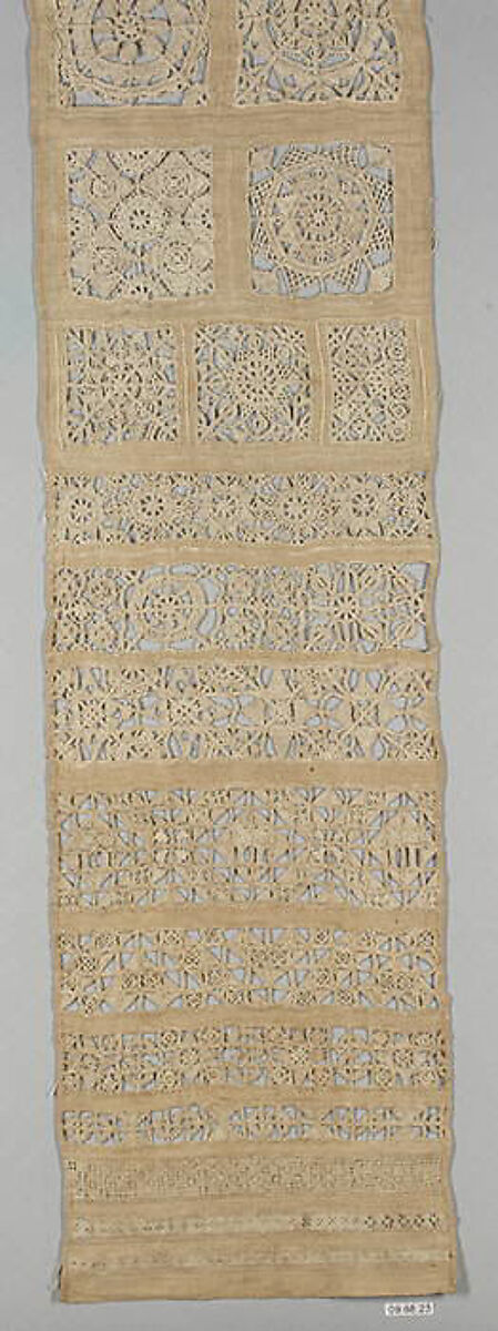 Embroidered whitework sampler, Cutwork, Italian or British 