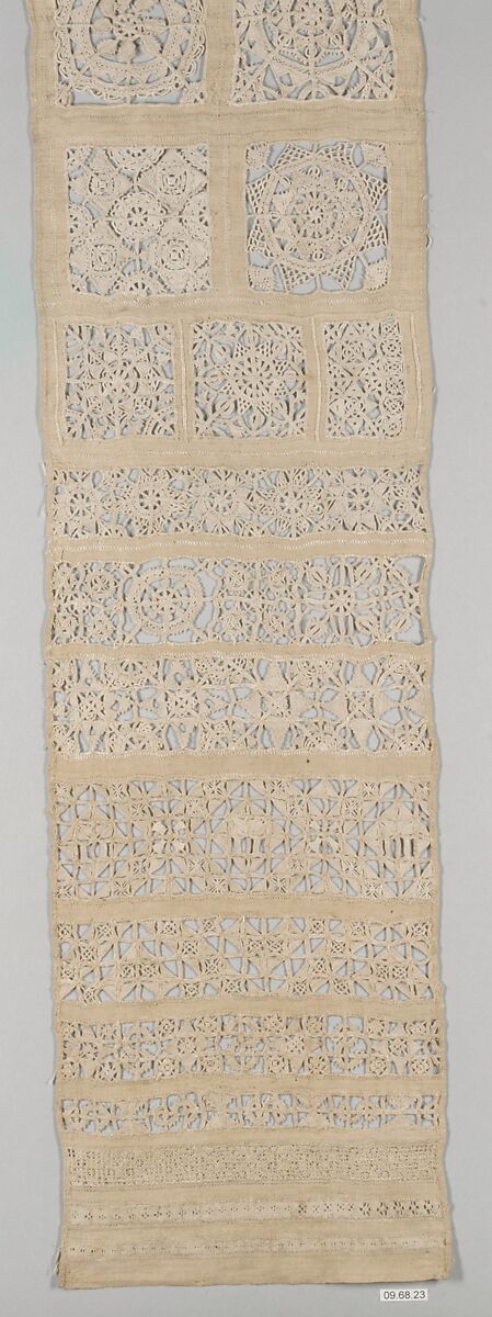 Embroidered whitework sampler, Cutwork, Italian or British