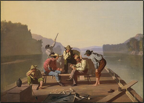 Raftsmen Playing Cards, George Caleb Bingham (American, Augusta County, Virginia 1811–1879 Kansas City, Missouri), Oil on canvas, American 