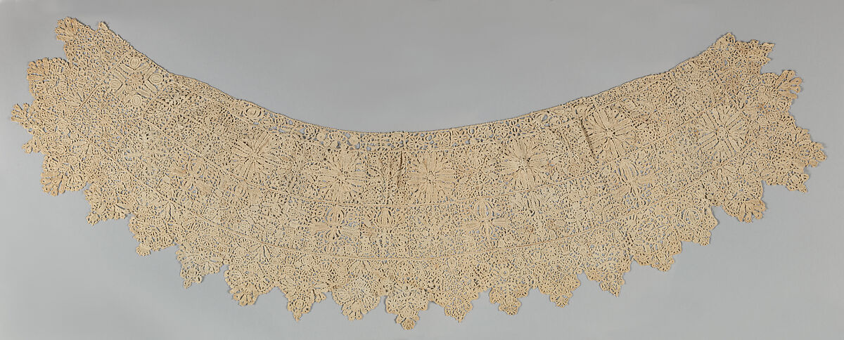 Collar, Needle lace, reticello, punto in aria, British or Netherlandish 