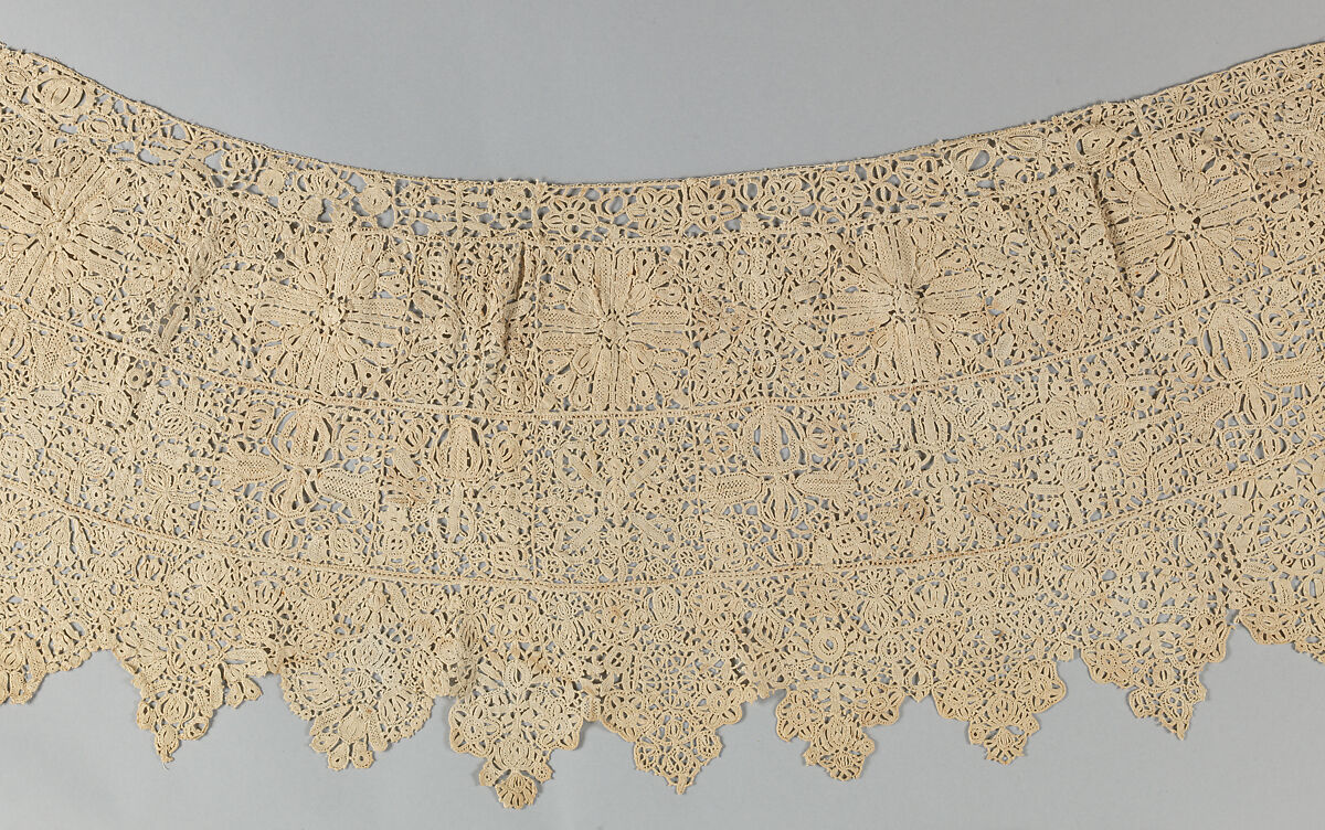 Collar, Needle lace, reticello, punto in aria, British or Netherlandish