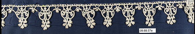 Edging, Needle lace, punto in aria, linen, Italian 