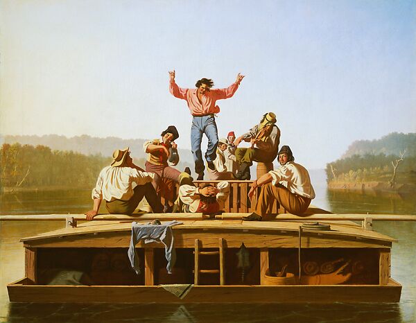 The Jolly Flatboatmen, George Caleb Bingham (American, Augusta County, Virginia 1811–1879 Kansas City, Missouri), Oil on canvas, American 