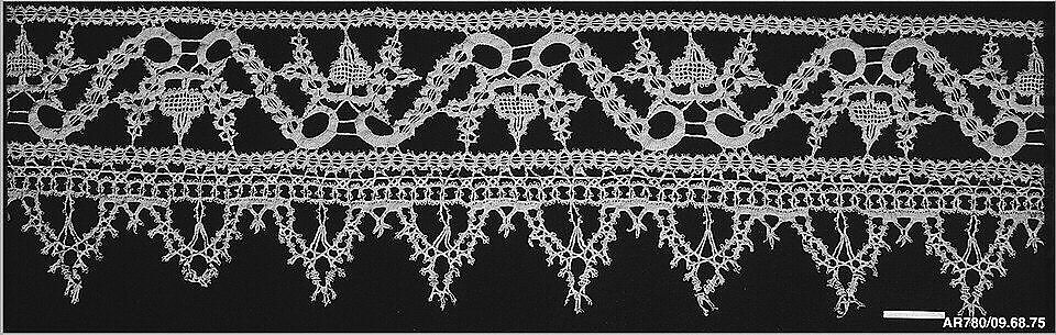 Border, Bobbin lace, Italian, Genoa 