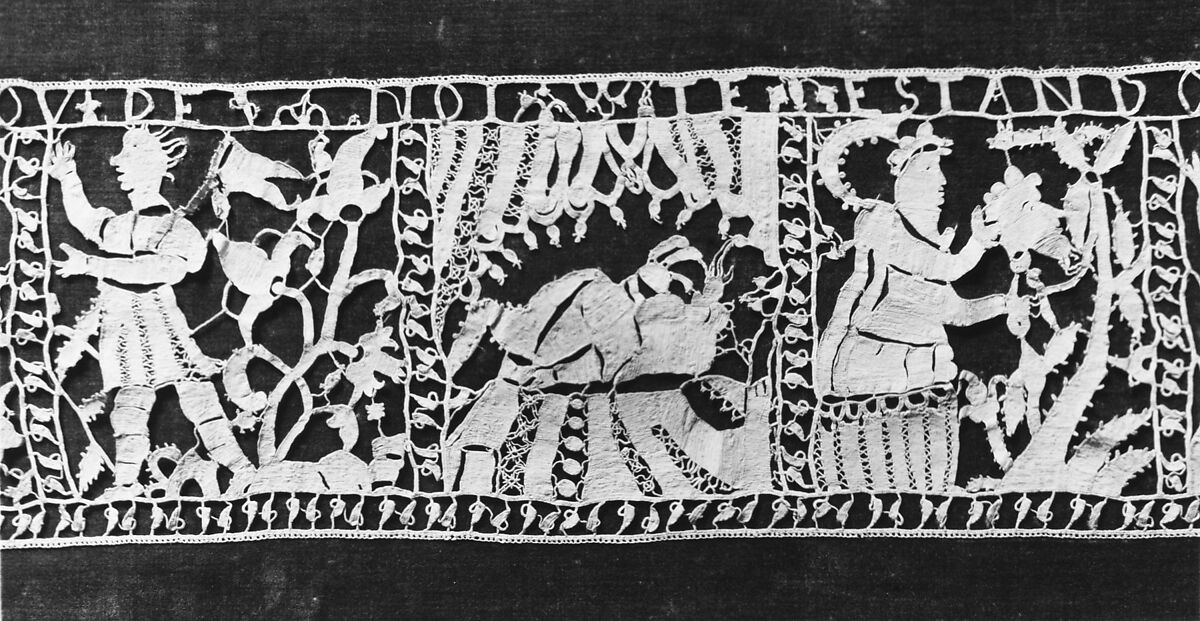 Panel, Needle lace, punto in aria, Italian, Venice