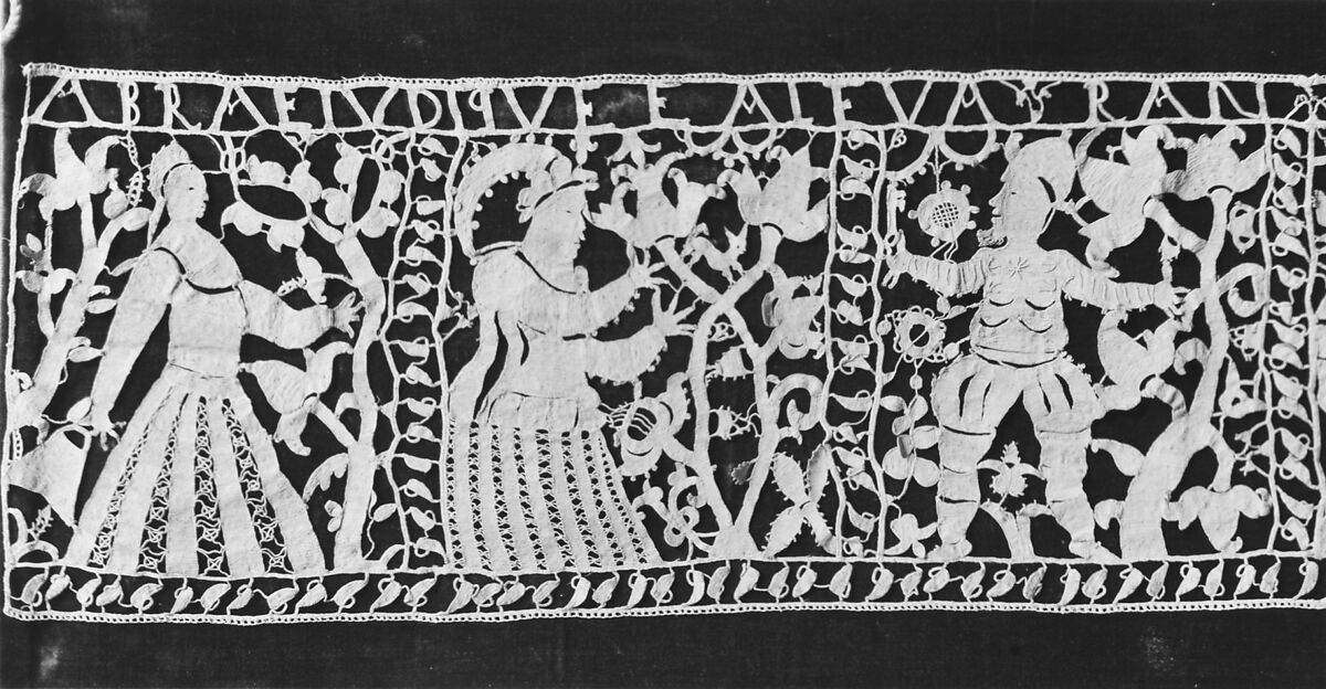 Panel, Needle lace, punto in aria, Italian, Venice