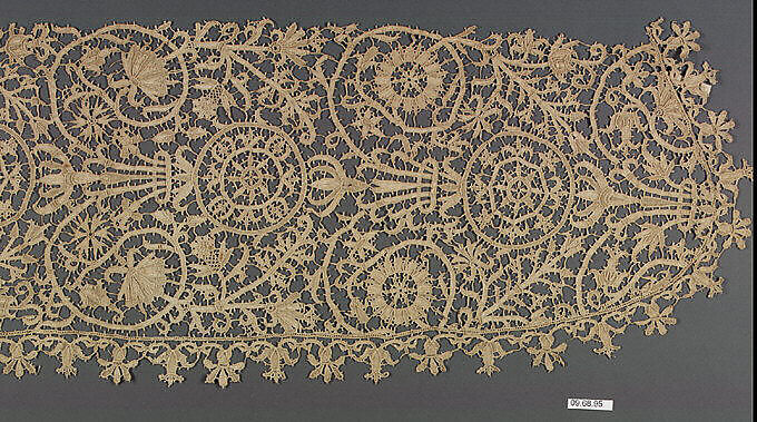 Border, Needle lace, punto in aria, Italian 