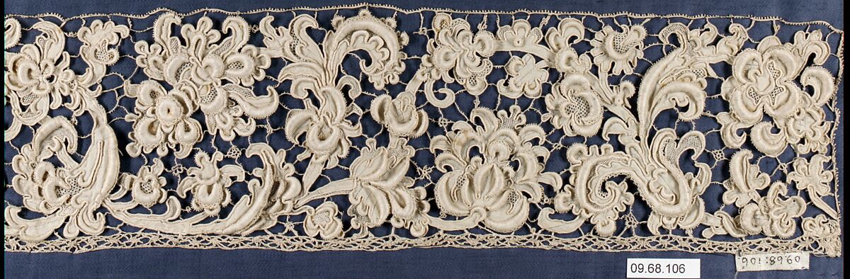 Border, Needle lace, gros point lace, Italian, Venice