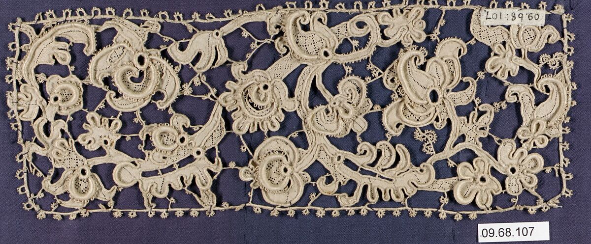 Piece, Needle lace, gros point lace, Italian, Venice