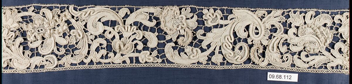 Border, Needle lace, gros point lace, Italian, Venice