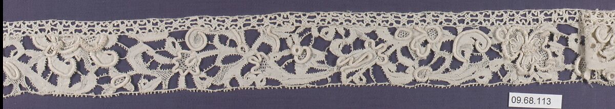 Border, Needle lace, gros point lace, Italian, Venice