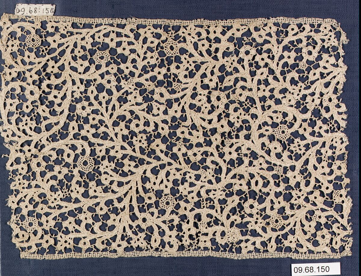Fragment, Silk, bobbin lace, Italian, Venice