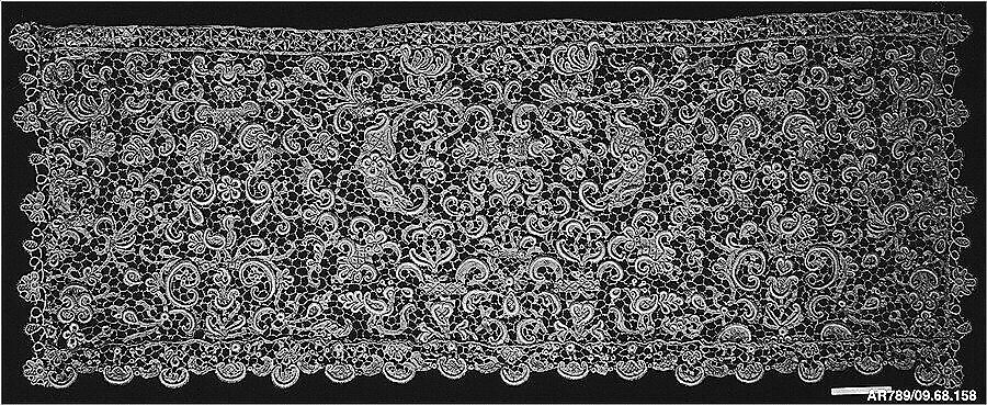 Cravat end, Needle lace, French 