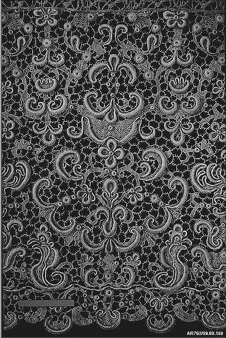 Cravat end, Needle lace, French