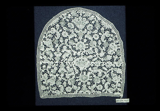 Cap crown, Needle lace, point de France, French 