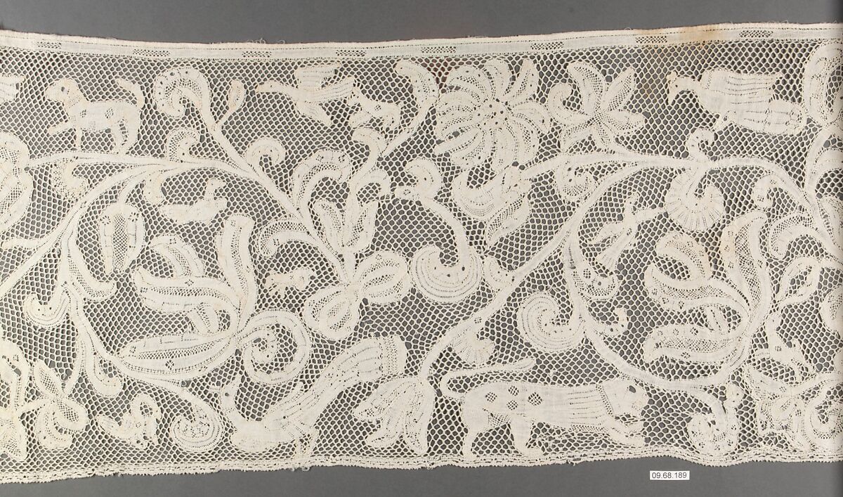 Border, Bobbin lace, Italian, Milan