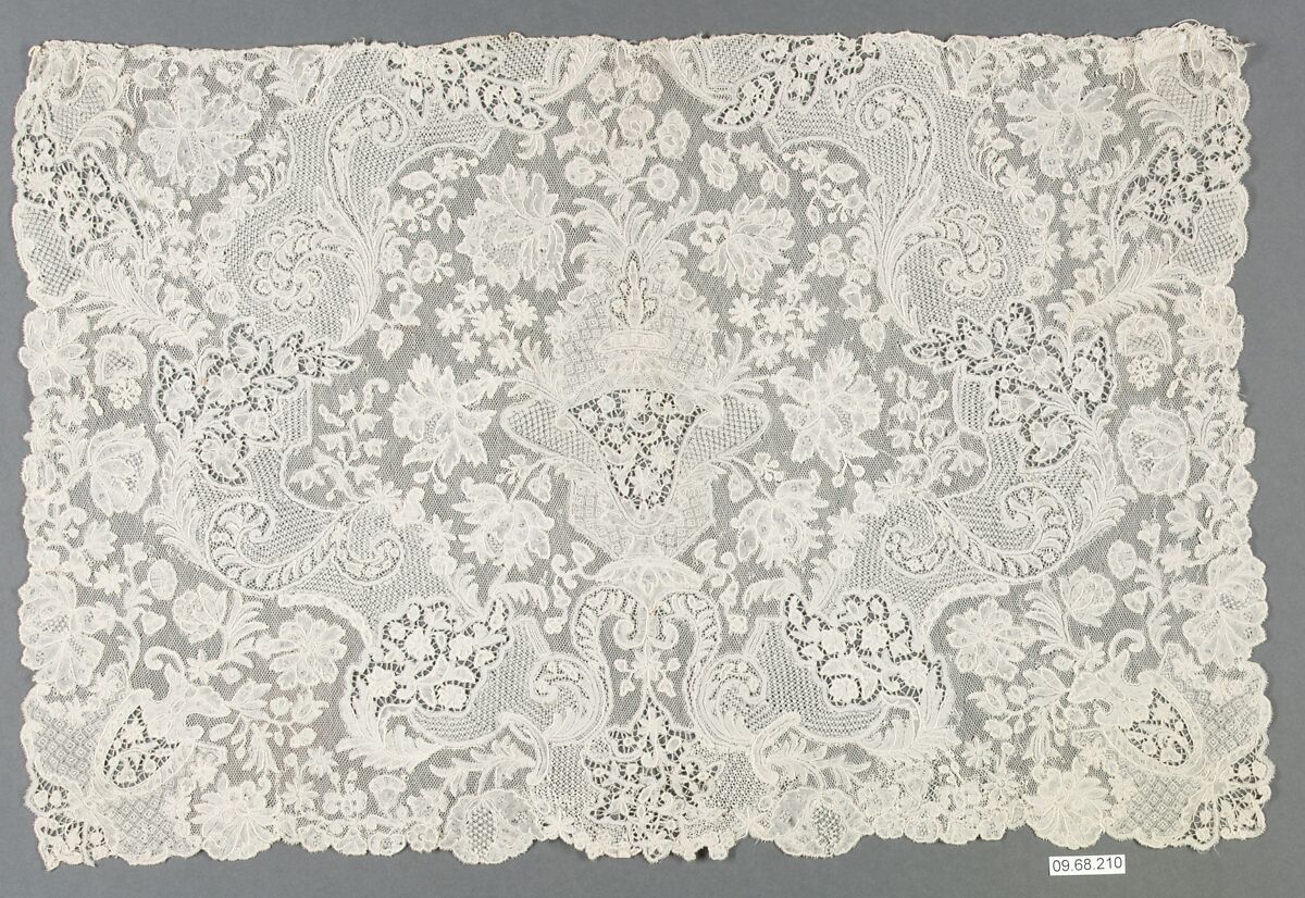 Cravat end, Bobbin lace, point d'Angleterre, Flemish