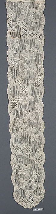 Lappet (one of a pair), Bobbin lace, Flemish, Mechlin 