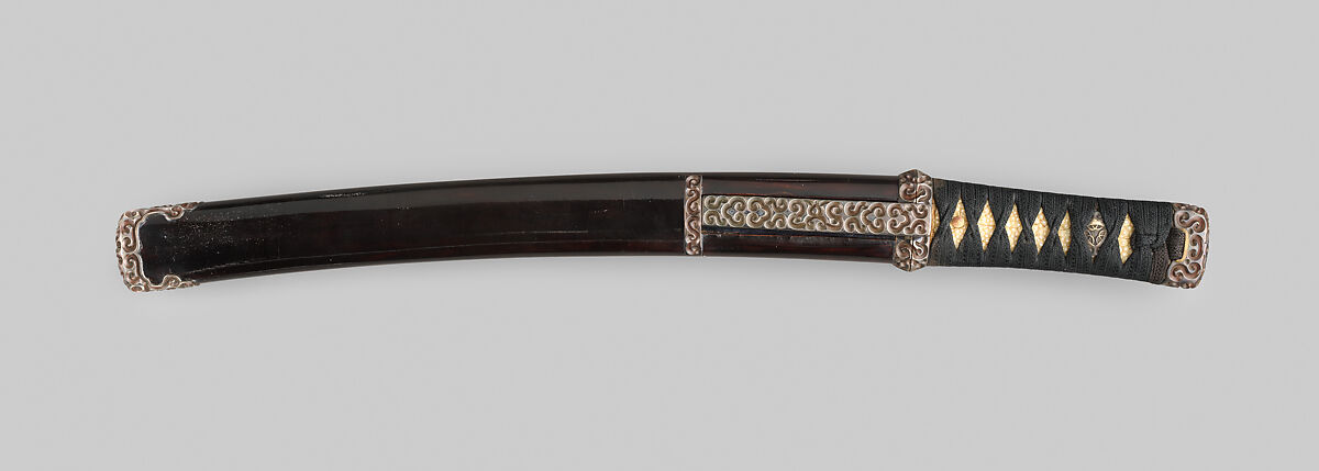 Blade and Mounting for a Short Sword (Wakizashi), Steel, wood, lacquer, rayskin (samé), thread, copper-gold alloy (shakudō), copper-silver alloy (shibuichi),  gold, copper, Japanese