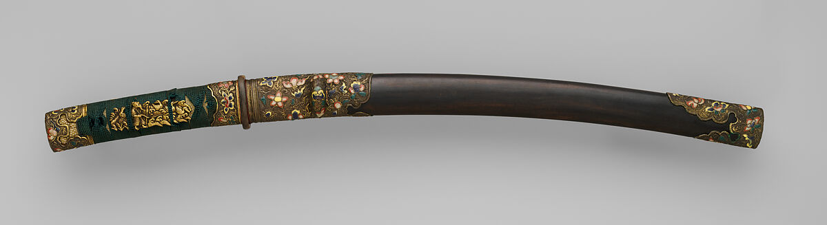 Blade and Mounting for a Dagger (Tantō), Steel, wood, lacquer, copper-silver alloy (shibuichi), leather, string, gold, iron, Japanese 