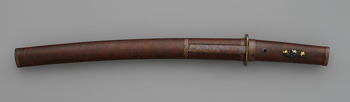 Blade and Mounting for a Dagger (Tantō), Steel, wood, lacquer, copper-gold alloy (shakudō), gold, copper, Japanese